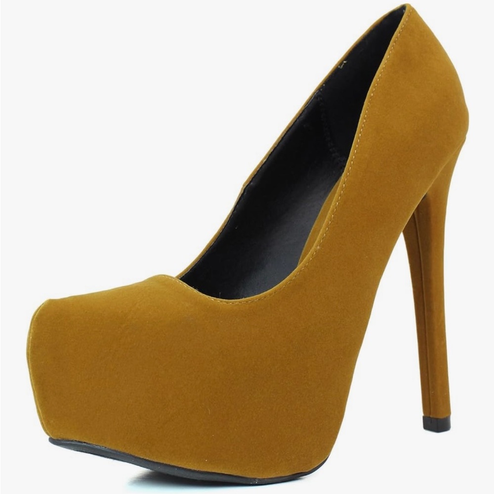 Qupid Mustard Platform Heels
